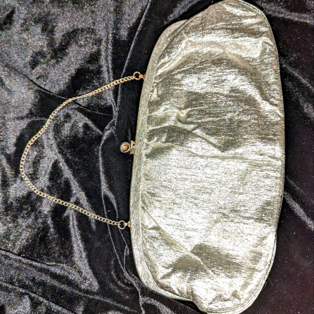 Vintage Silver glitter clutch